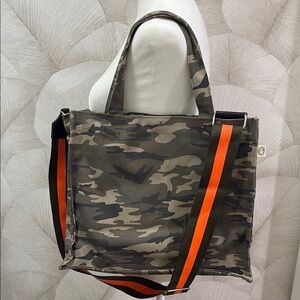 Koala Kanvas Camouflage Tote Bag with Neon Orange Strap
